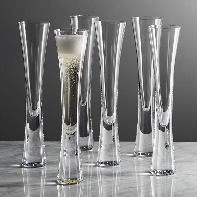 Wine Beer Bar - Handleless Champagne Glasses Glitter Flutes Clear